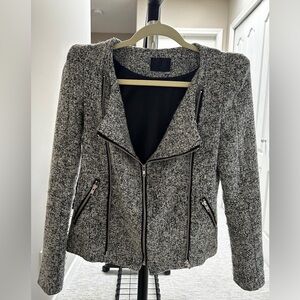 Gray Tweed Zipper Jacket